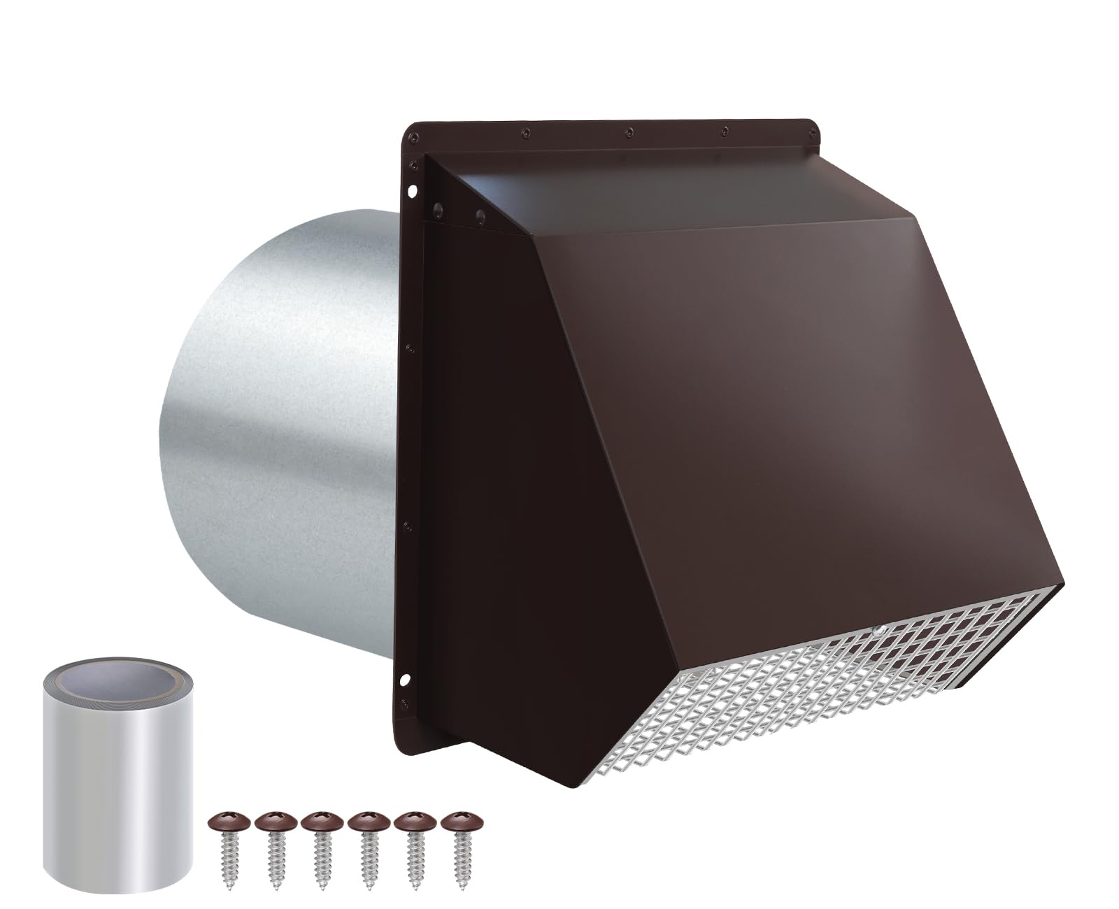 4 Inch Dryer Vent Cover Outside Hooded Wall Vent with Screen and Damper, Exhaust Vent Wall Mount Exterior Wall Vents Cover Cap for Dryer Ventilation&amp;Outdoor Air Exhaust,Galvanized Steel,Brown