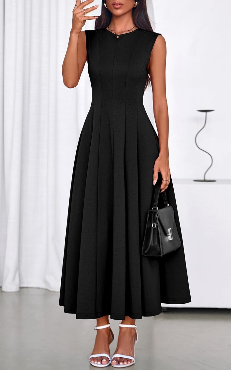 PRETTYGARDEN Sleeveless Crewneck Spring Maxi Dresses for Women 2026 Elegant Classy Semi Formal A Line Modest Party Dress - Image 2