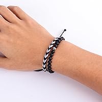 Vista 60 de Black Beaded Bracelets for Men Boys: 6mm Obsidian Onyx Lava Beads Mens Bracelet Set Mens Jewelry - Cool Anniversary Valentines Fathers Birthday