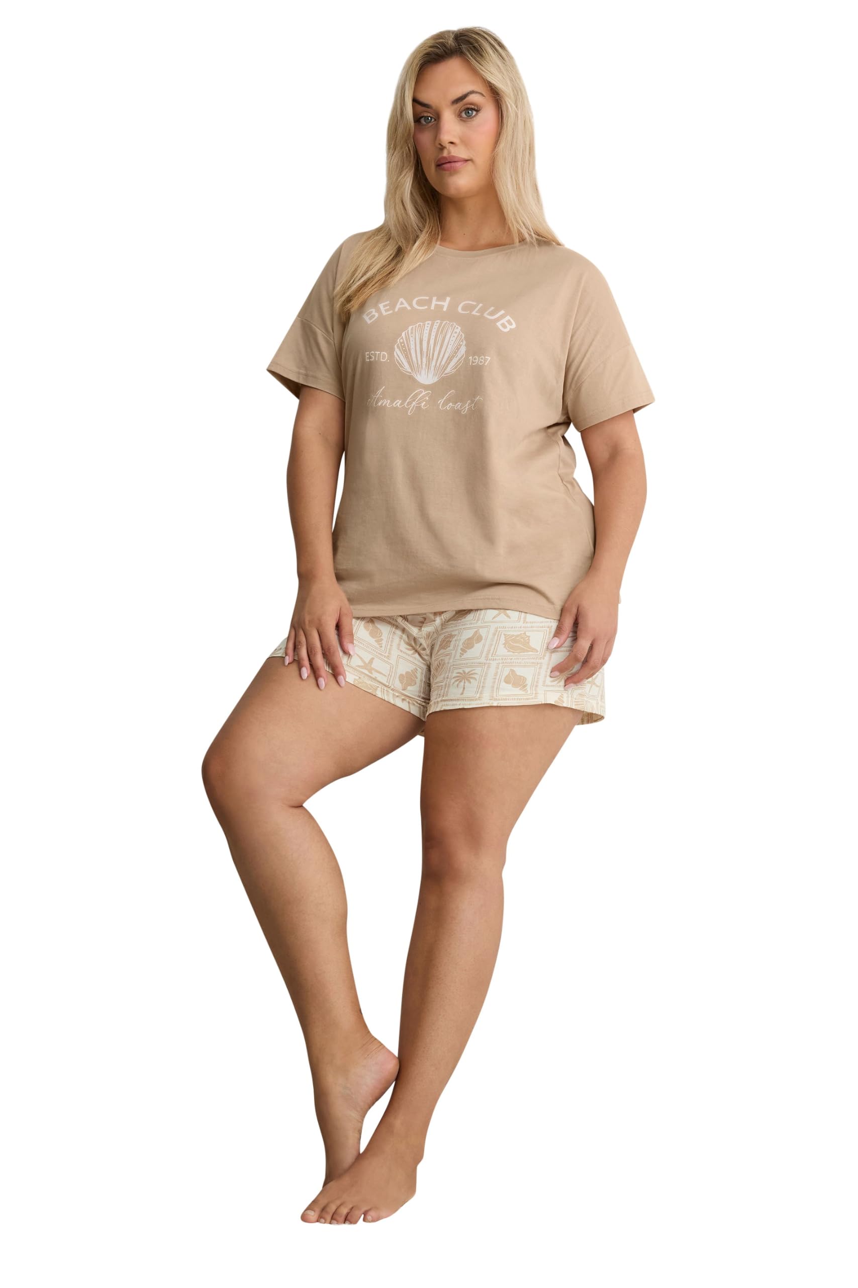 Yours Women's Pyjama Set - Size 14-16 - Natural