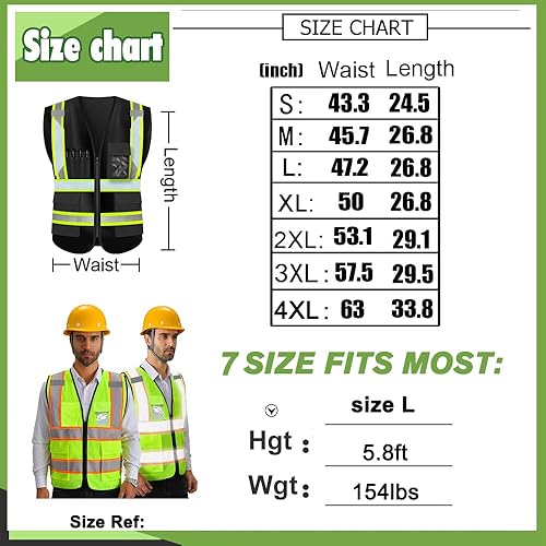 Miniatura 10 de YOWESHOP El chaleco reflexivo de la seguridad de la alta visibilidad modifica el chaleco del trabajo de la