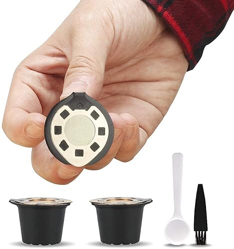 i Cafilas Cápsulas reutilizables recargables Filtro de cápsula de café compatible con máquinas de café Nespresso con cepillo de cuchara de café