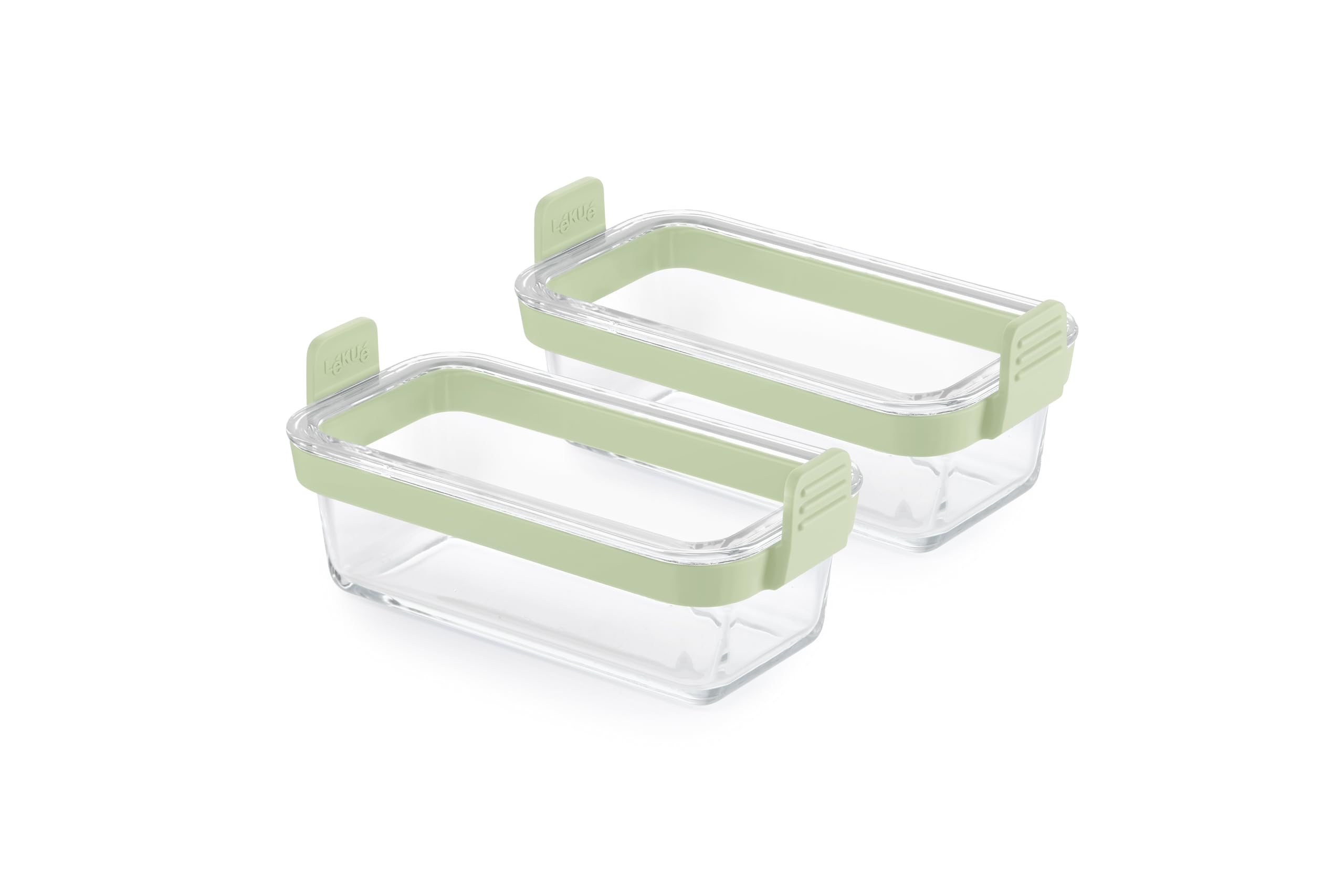 Lékué Rectangular Clear Glass Baskets for Air Fryer Set of 2