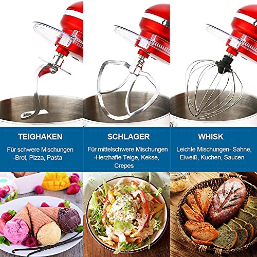 Aucma Küchenmaschine Knetmaschine 1400W, 6.2L Reduzierte Geräusche Knetmaschine mit Rührbesen, Knethaken, Schlagbesen… – Bild 5