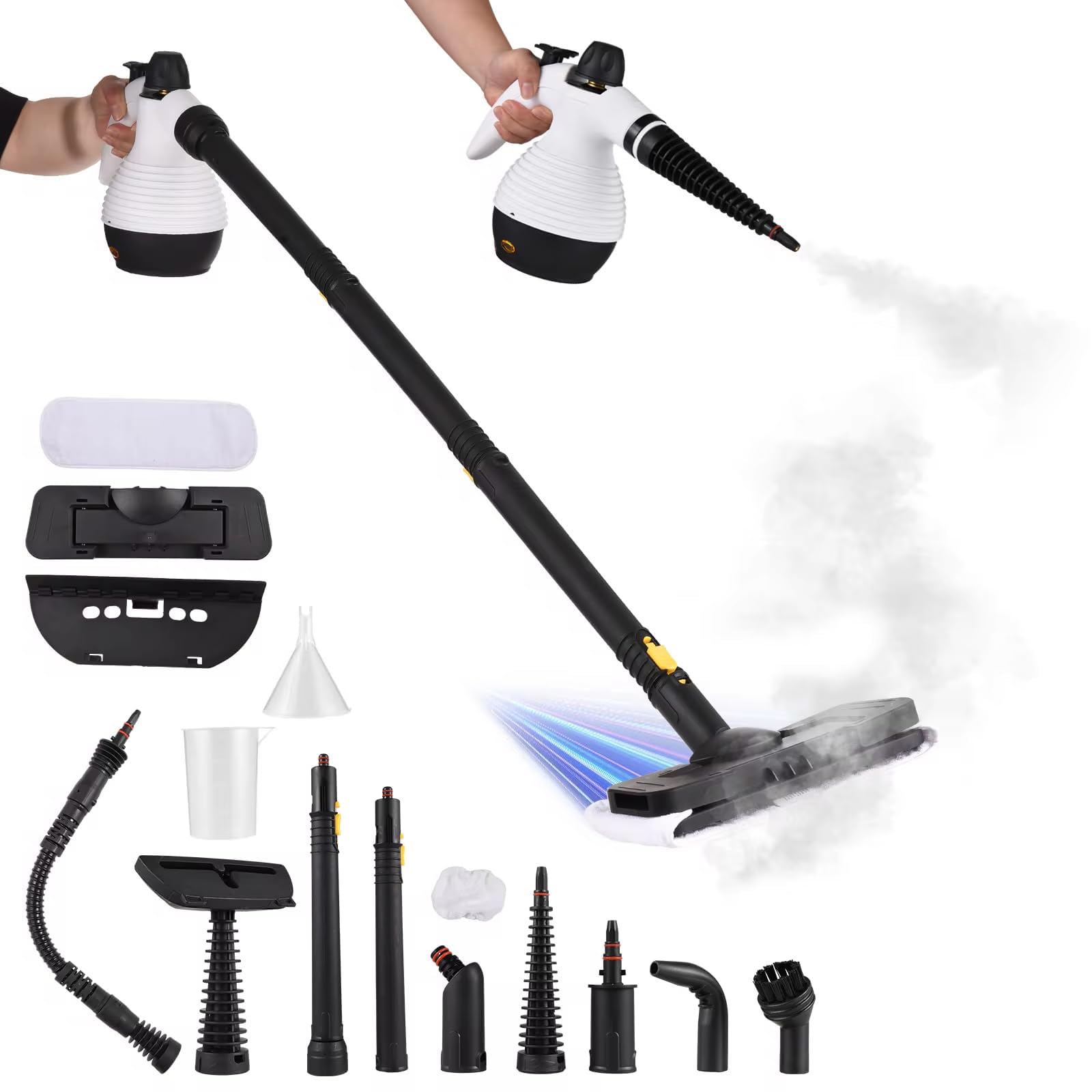 Limpiador A Vapor De Suelos A PresióN De 1050 W + 16 Accesorios, Fregonas A Vapor De 350 Ml Para Limpieza De Suelos, Limpieza Sin Productos QuíMicos De Baldosas, SofáS, Ventanas