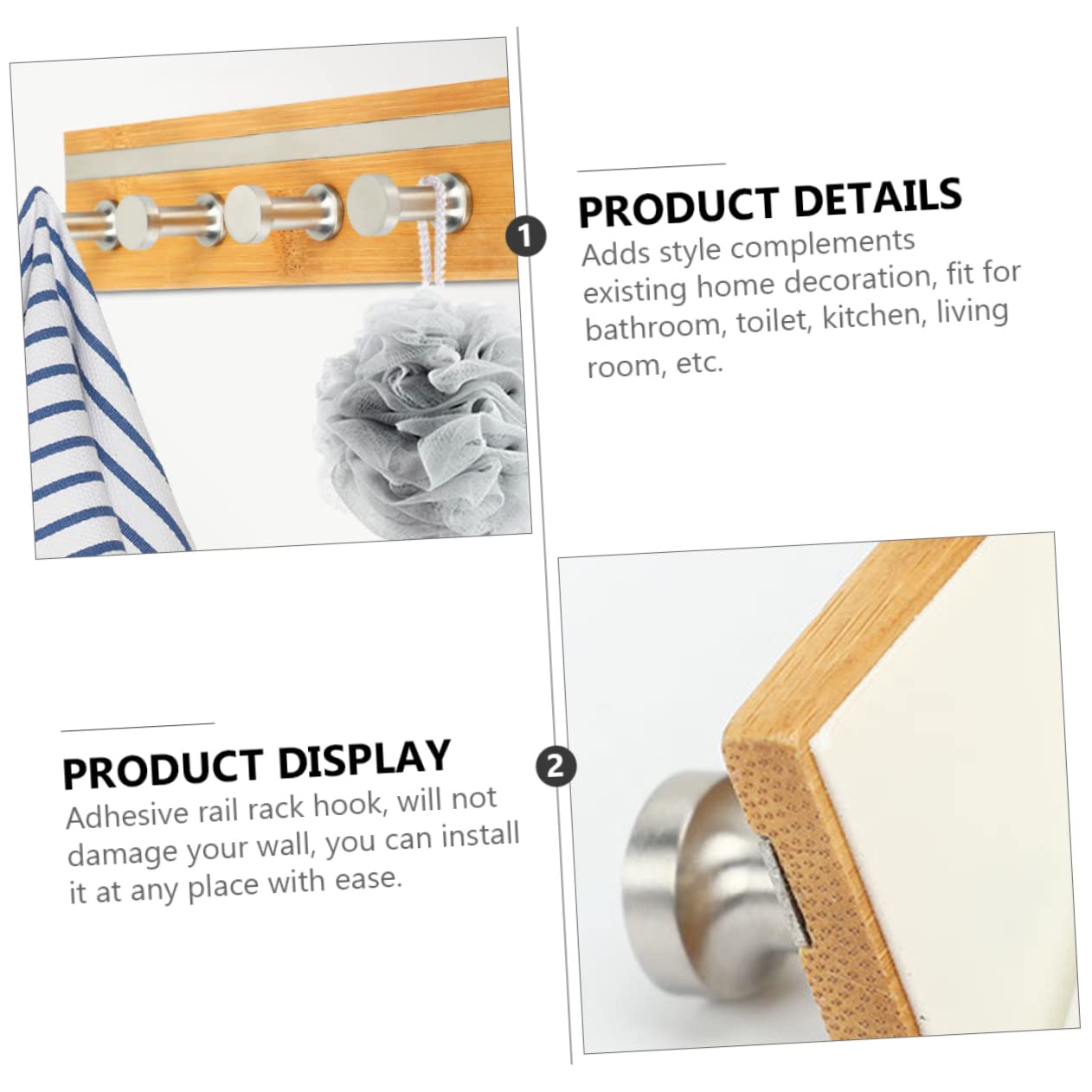 Holibanna 2 Ganchos Para Ropa De Baño Ganchos Para Toallas Ganchos Resistentes Toallero De Baño Soporte Para Toallero Perchero De Madera Gancho De Pared Para Ropa Perchero De Acero