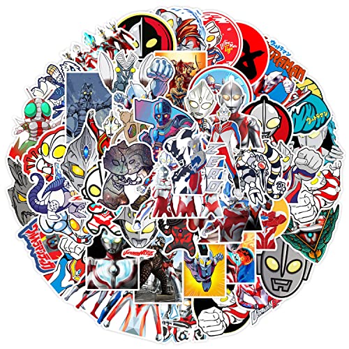 Ultraman Pegatinas 50PCS Pegatinas de vinilo para computadora portátil, parachoques, monopatín, botellas de agua, teléfono, pegatinas de anime de dibujos animados para niños adolescentes adultos