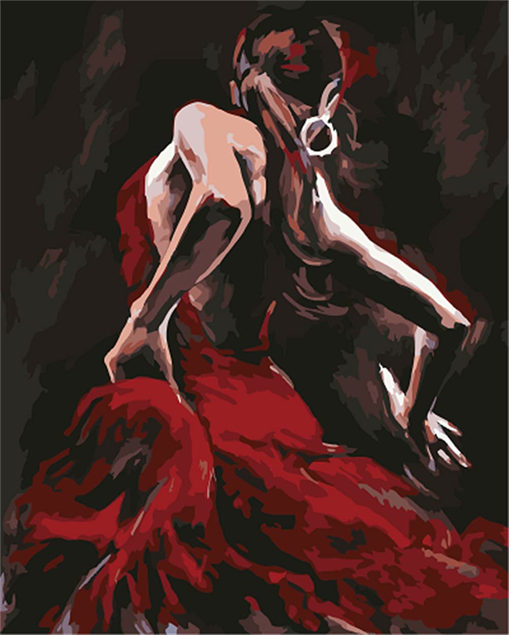 Meecaa Paint by Numbers Girl Dancer Kit for Adults Beginner DIY Oil Painting 16x20 inch (Dancer, Framed)