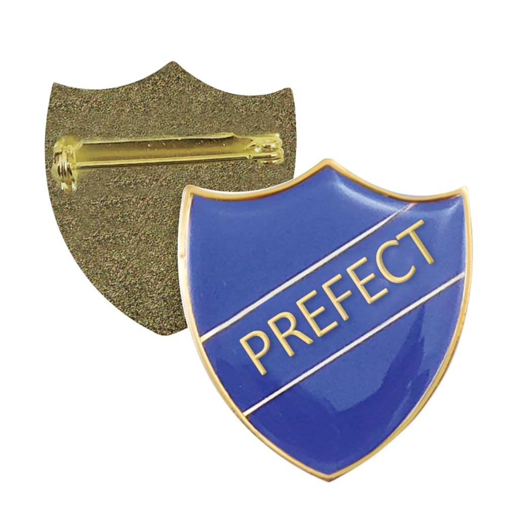 4 Blue Prefect Enamel Metal Shield Pin Back Childrens Pupils Motivational School Praise Teachers Reward Badges Primary Teaching Services