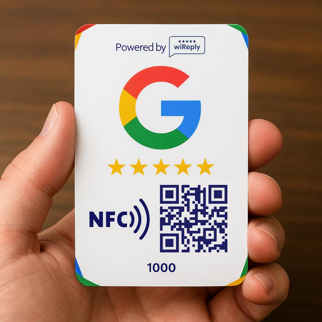 Tarjeta NFC y QR para conseguir Reseñas de Google | Compatible con Android y iPhone | Pack 15 Tarjetas