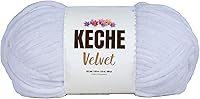 Vista 1 de Hilo de terciopelo Keche para crochet, suave chenilla voluminosa para bebé, manta Amigurumi, 100 gr (121 m) - Blanco