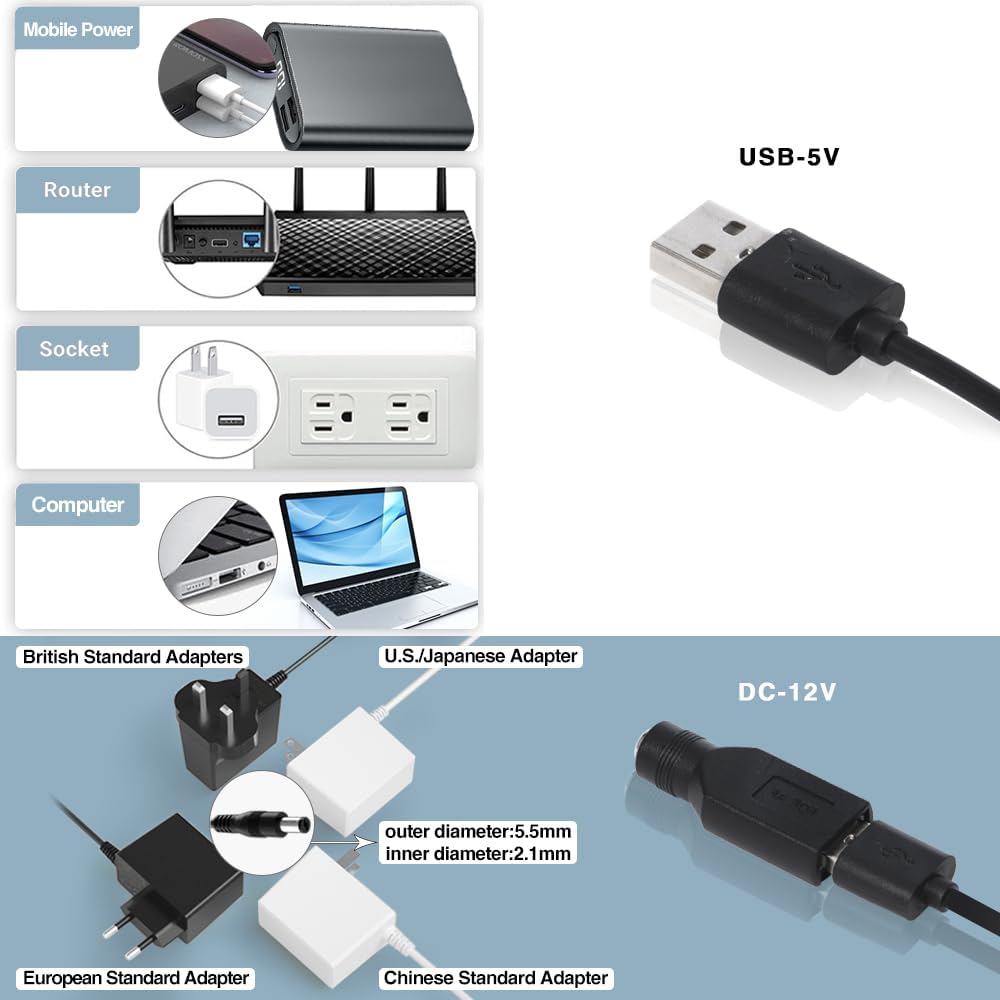 Ventola di raffreddamento USB da 120 mm, 5 V, silenziosa, CC 12 V, IPX5, impermeabile, 10,2 cm, con controllo a 10 velocità, per home theater, armadi AV, serre, canili, computer e armadi di