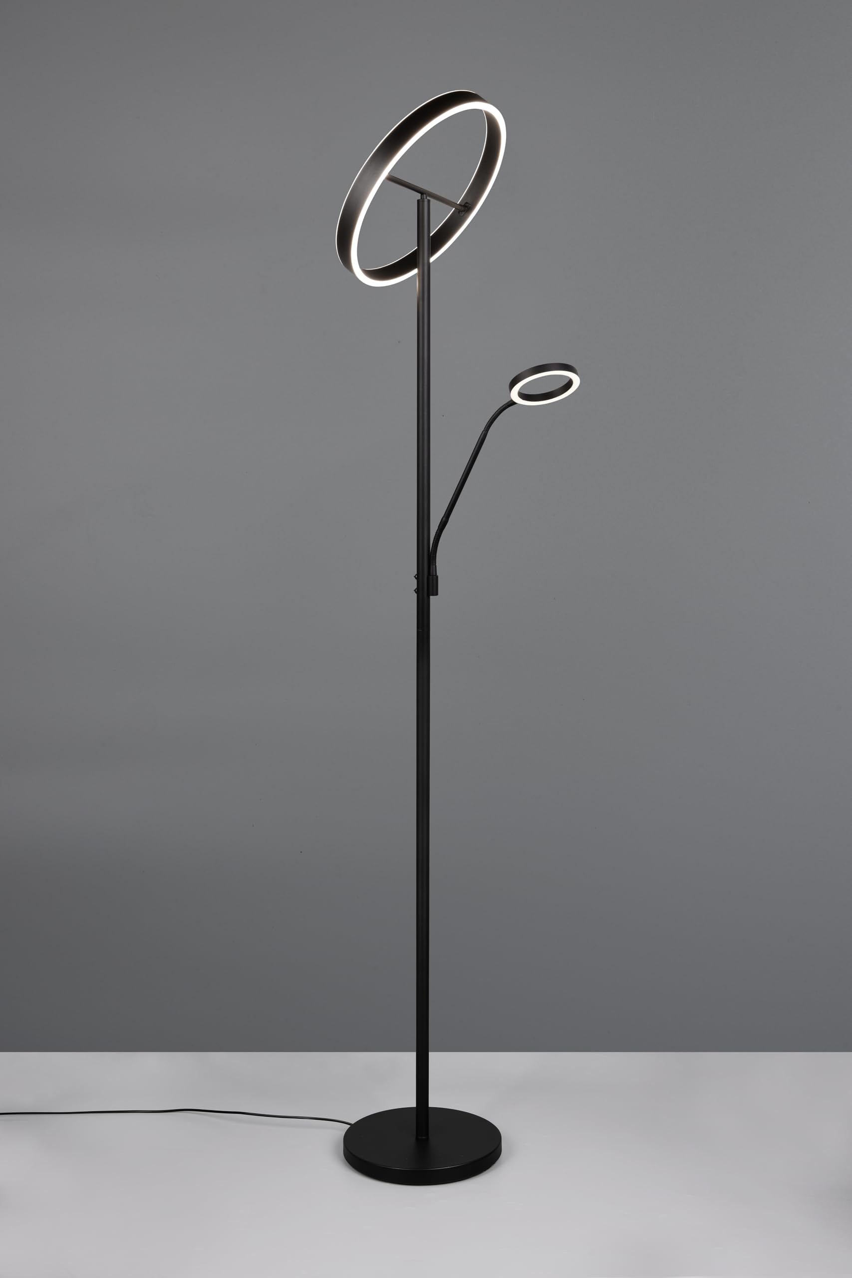 Trio Leuchten LED Stehleuchte Willis 449510232, Metall Schwarz matt, 39 + 5.5 Watt LED, Lichtfarbe einstellbar, dimmbar