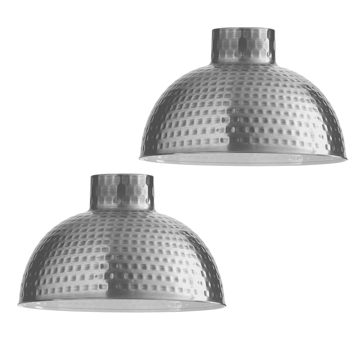 Metal Satin Nickel 26cm 2 Pack Easy Fit Hanging Lightshade