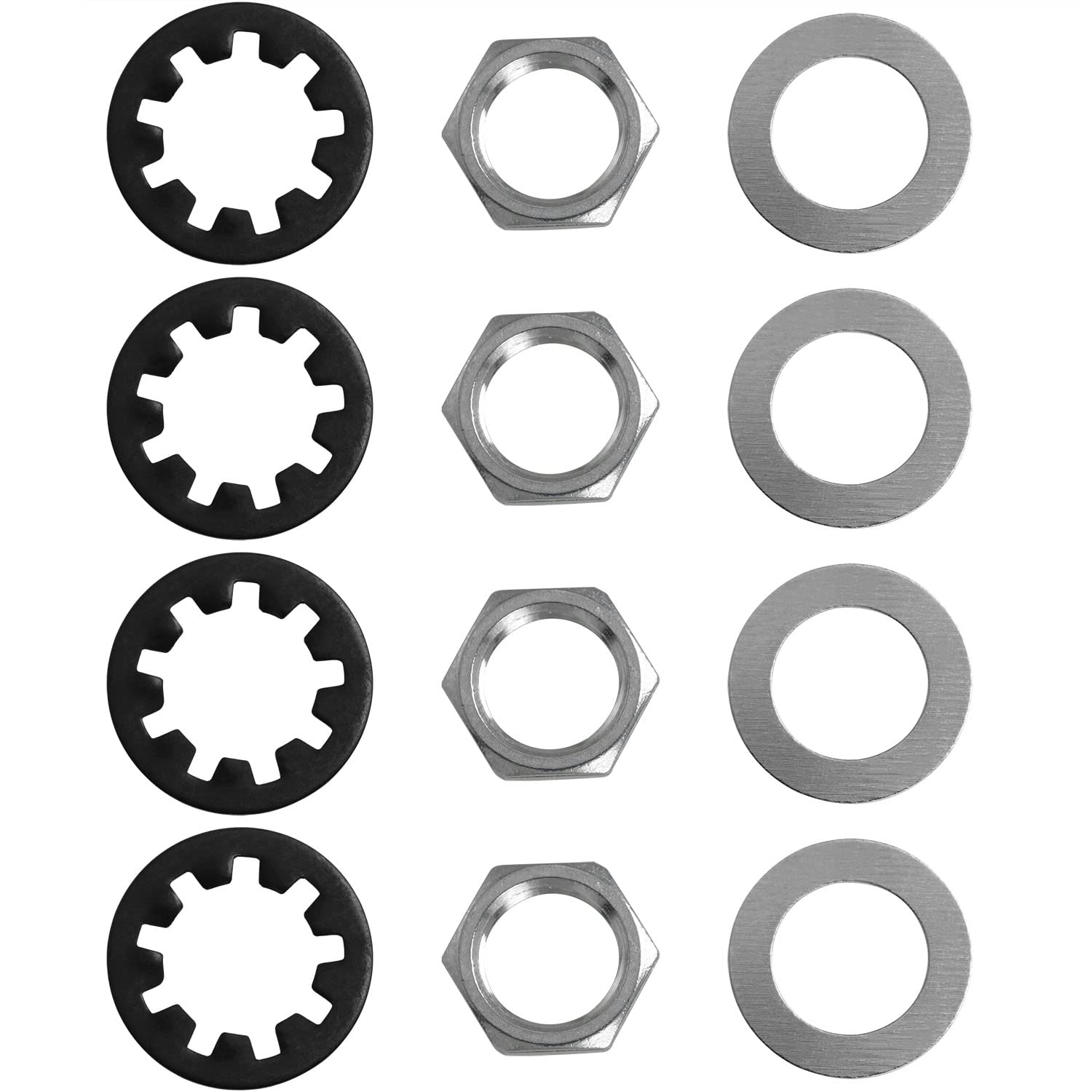 12PCS 4Sets CTS Potentiometer Nut Pads, Guitar Nuts, Washers & Lock Washers for US CTS Pots & Switchcraft Jacks, Metal