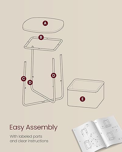 Miniatura 7 de VASAGLE LILEA Collection - Mesa auxiliar con cesta de tela, mesita de noche moderna, mesita de noche cuadrada, para sala de estar, dormitorio,
