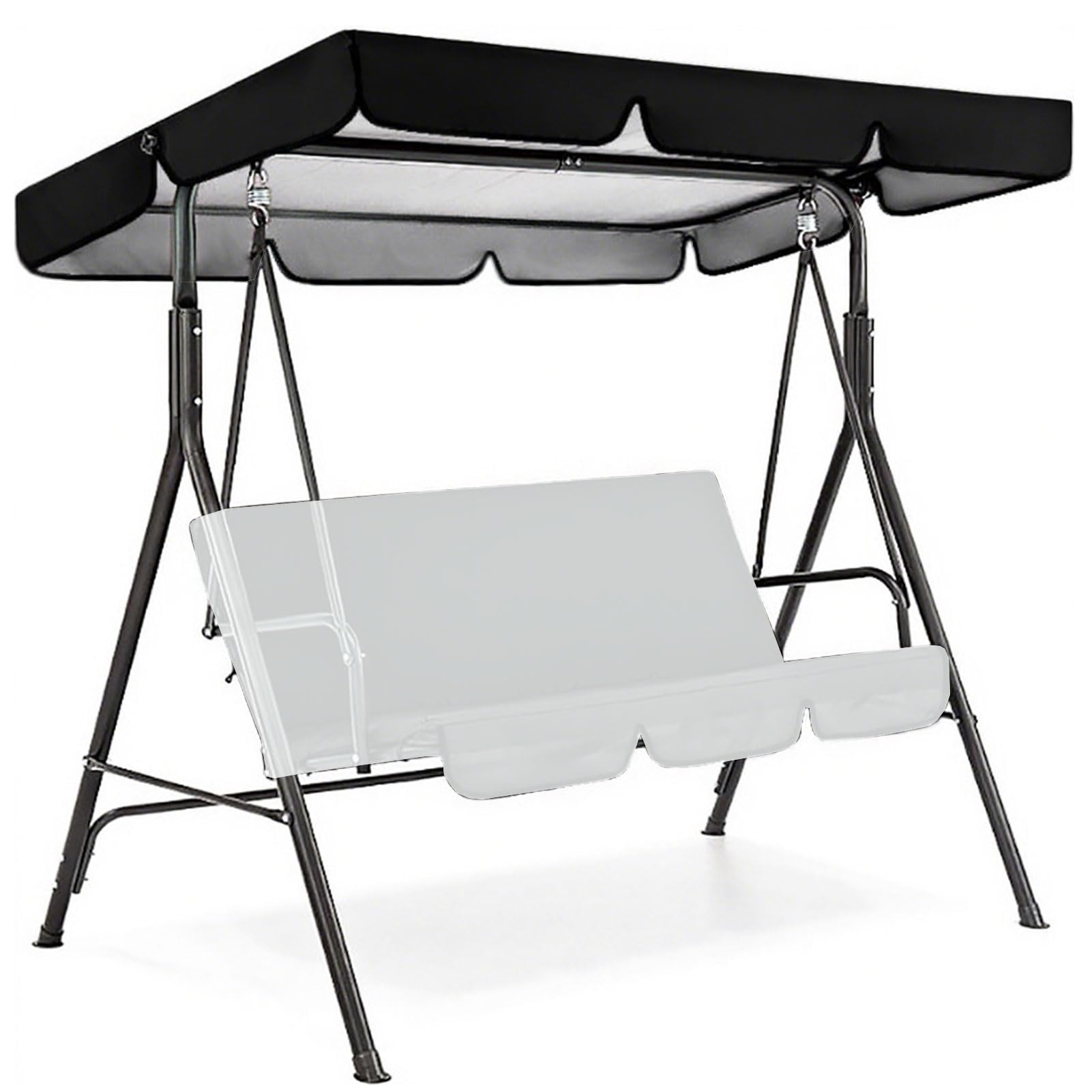 Tetto di Ricambio per Dondolo, Copertura per Dondolo da Giardino, Tettino Parasole Universale Impermeabile Tetto del Dondolo da Giardino Telo per Altalena Hollywood,Nero,195 * 125 * 15cm
