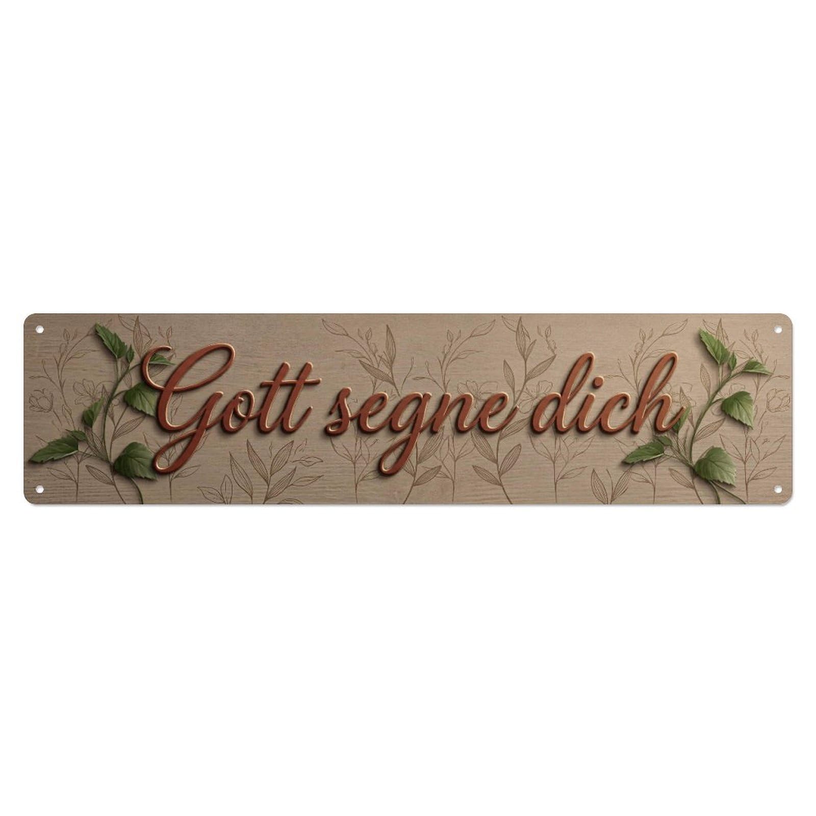 Gott Segne Dich Blessing Faith（1） Metal Tin Skinny Sign Plaque Wall Decor for Cafe, Club Bar, Office, Home Garden Metal Poster 4x16Inch