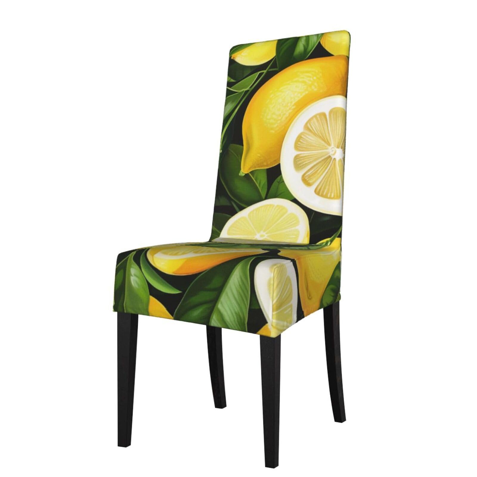 WPKJU Fresh Tropical Lemons Print Dining Chair Covers Removable Chair Seat Covers Decorative for Kitchen & Bar Stools