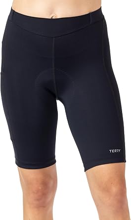 تيري الدراجة شورت النساء مبطنة ، شورت بيلا ماكس لركوب الدراجات مع 2X حشوة دراجة شاموا ، 10 "Inseam ، سيليكون القابض
