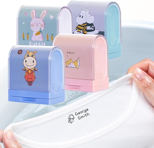 Sello de nombre para ropa de niños, sello de nombre para niños, impermeable y duradero, sello de nombre de ropa para niños, 4 colores y 36 patrones