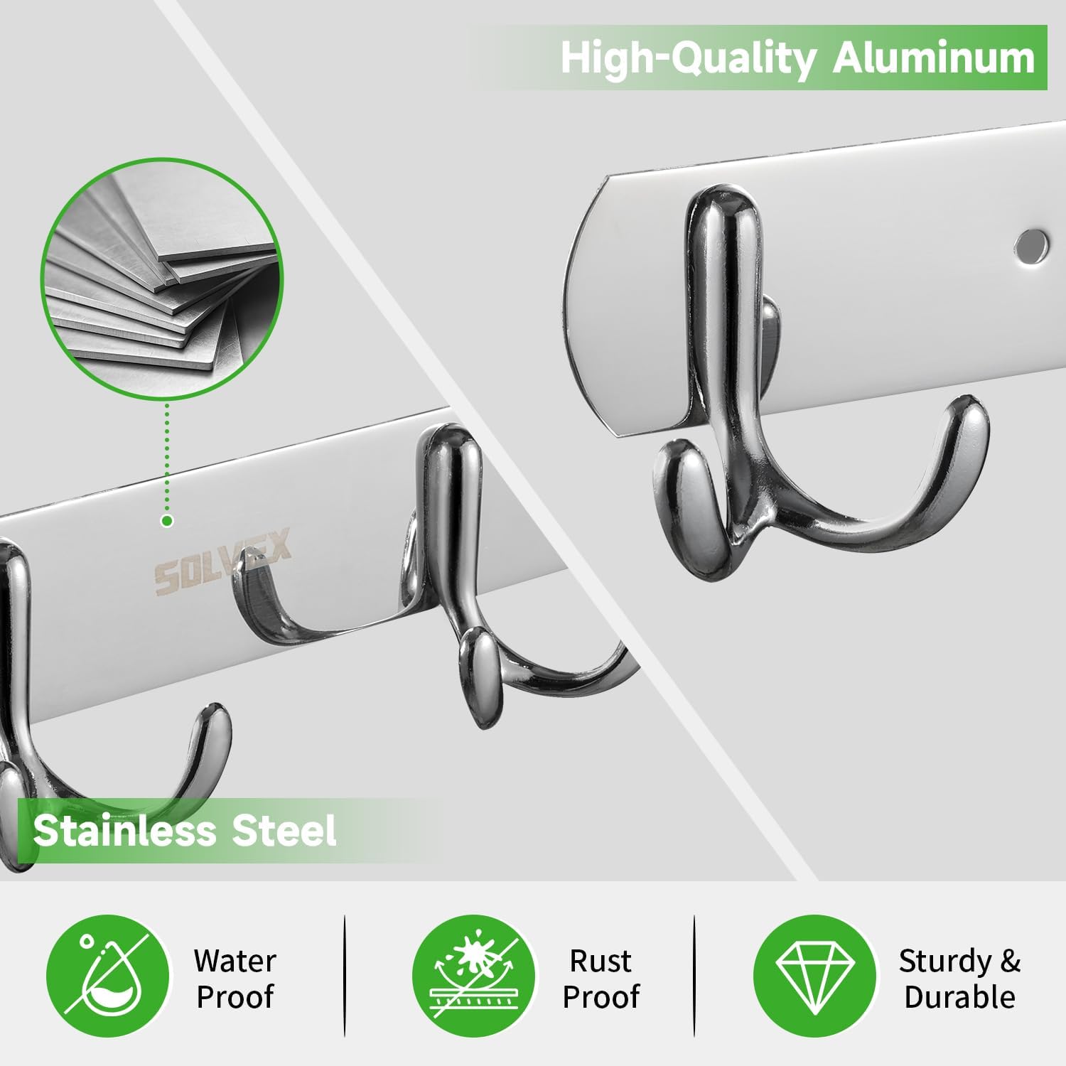SOLVEX Coat Rack Wall Mount,2 Pack Coat Hooks Wall Mount, Hat Rack Key Holder Bag Hanger for Wall,Wall Hooks for Hanging,Purse Hanger Towel Hooks for Bathroom SP-60301