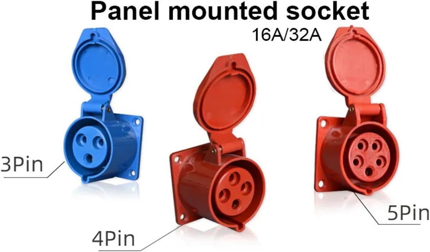 3P/4P/5-pin industrial connector male and female 16 holes 32A wall socket panel 220V/380V(16A,4PIN_PLUG)