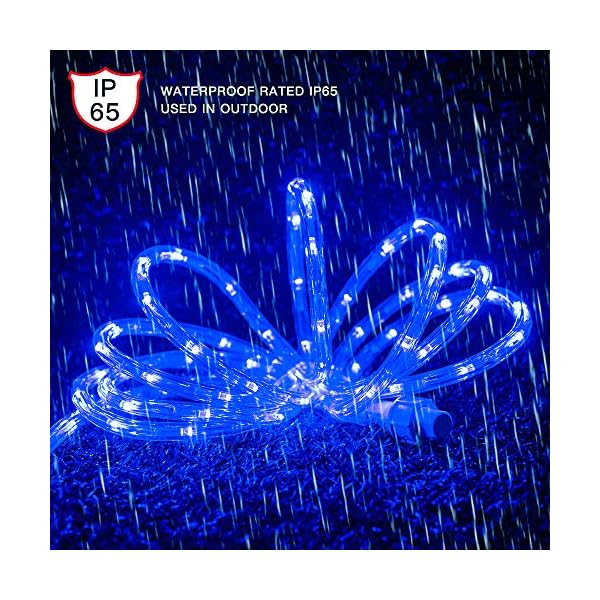 Dingfu 33ft led rope lights,110v 2 wire connectable christmas rope lights,240 led,waterproof indoor outdoor clear tube light rope for deck, patio, pool, camping, landscape lighting decorations - image 4