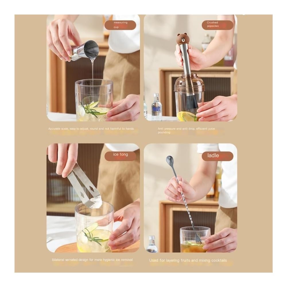 Coctelera Juego de 5 cocteleras con triturador de hielo y sacador de mano for cócteles y té de limón