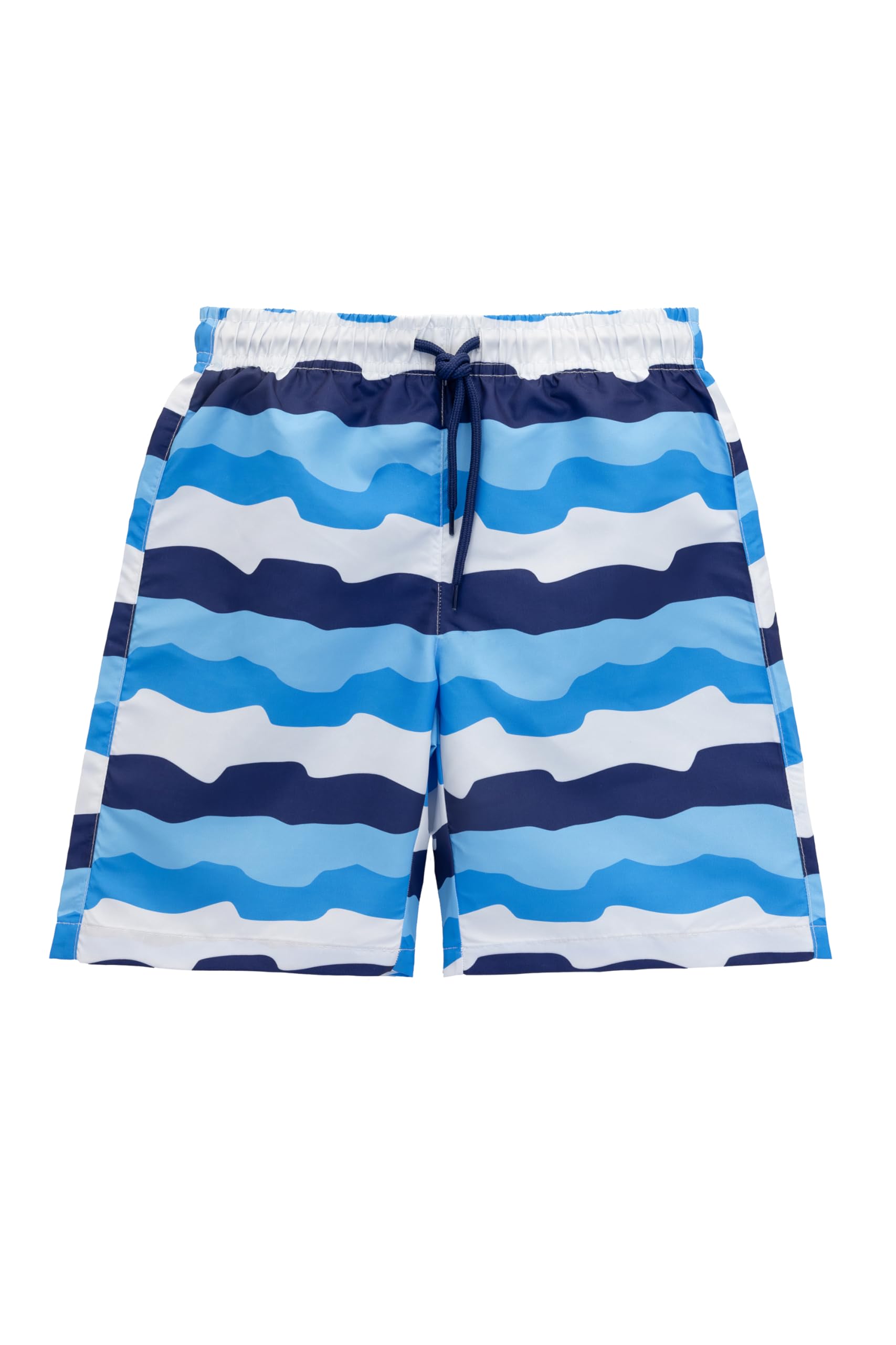 Lilax Boys Swim Trunks Toddler Boy Swim Shorts Bathing Suit Swimwear (Blue Waves, 10-12 Years)