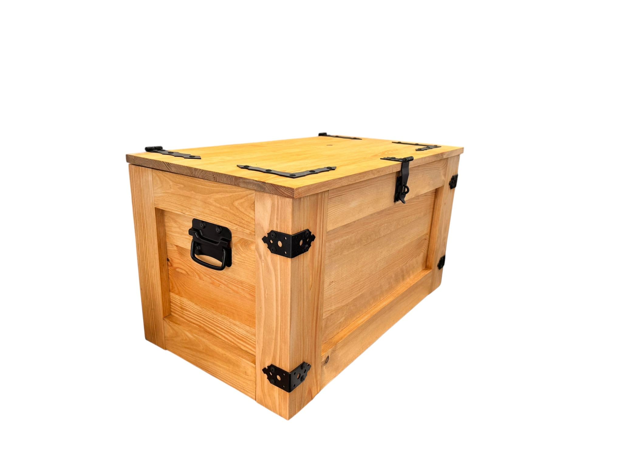 weeco Holztruhe mit beweglichem Regal und Rädern, Holzkiste mit Schiebeschublade, Schatzkiste aus Holz, Aufbewahrungsbox klappbarem Deckel 80x47x45cm, 24kg, Eichenfarbe