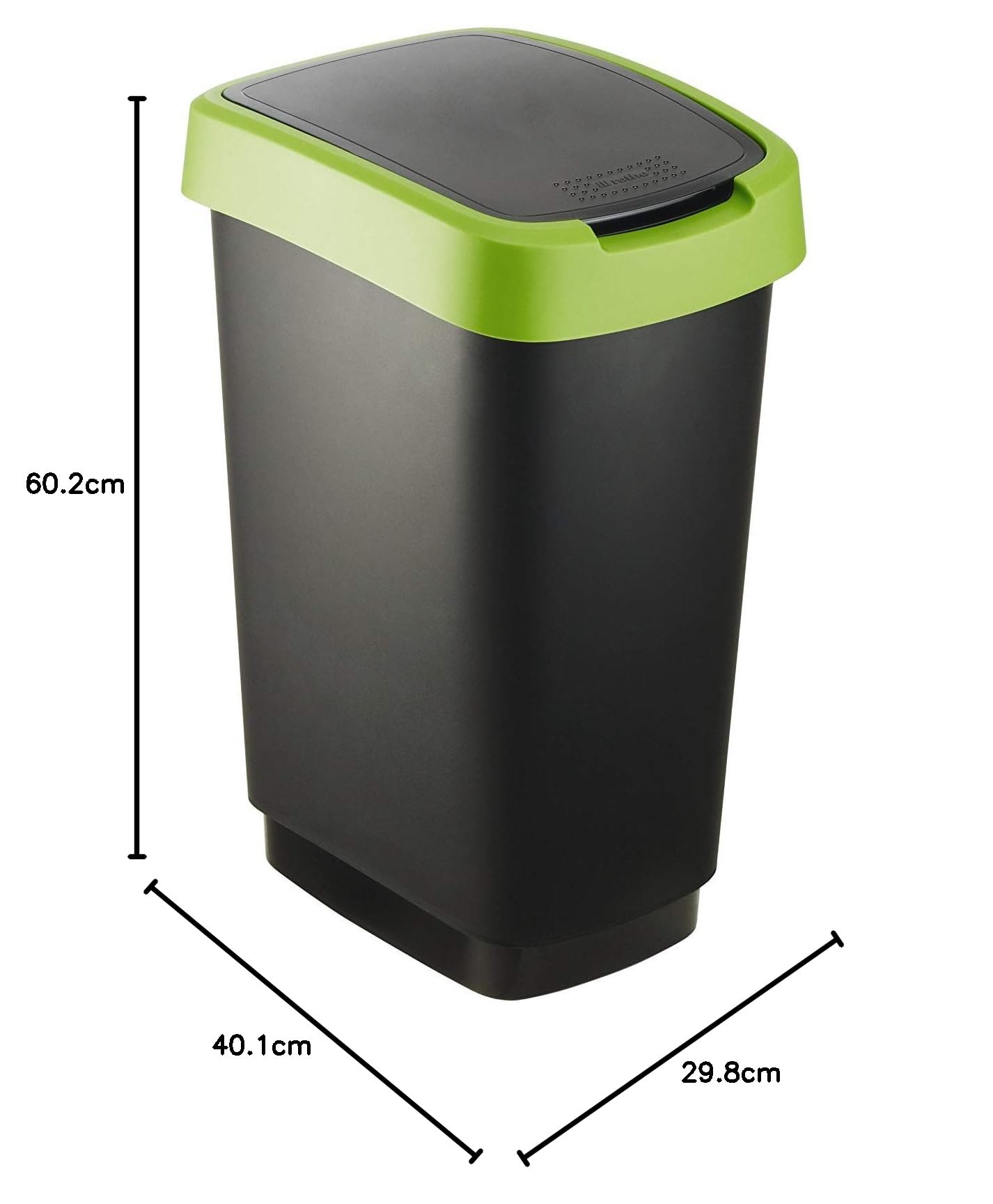 Rotho Salsa Mülleimer Küche 50 L Mülleimer mit Deckel aus Kunststoff Grün