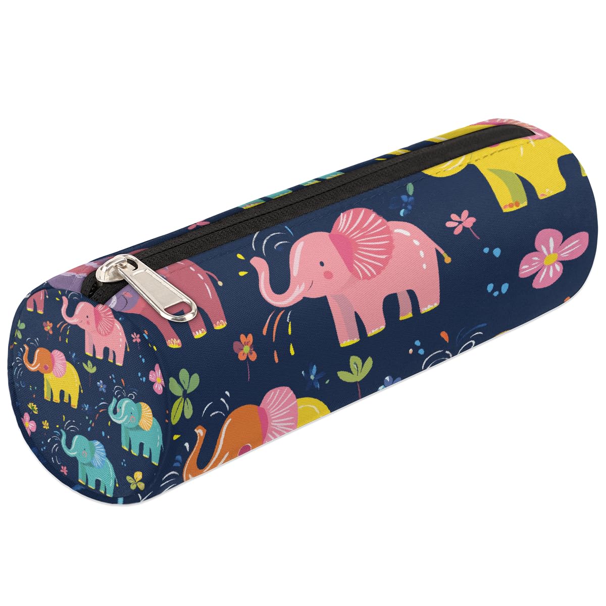VQUVQV Small Pencil Case, Portable Pencil Bag Pen Pouch for Boys Girls Teens, School Stationary Organiser Supplies Makeup Brush Bag, Colorful Cute Elephants — image 1