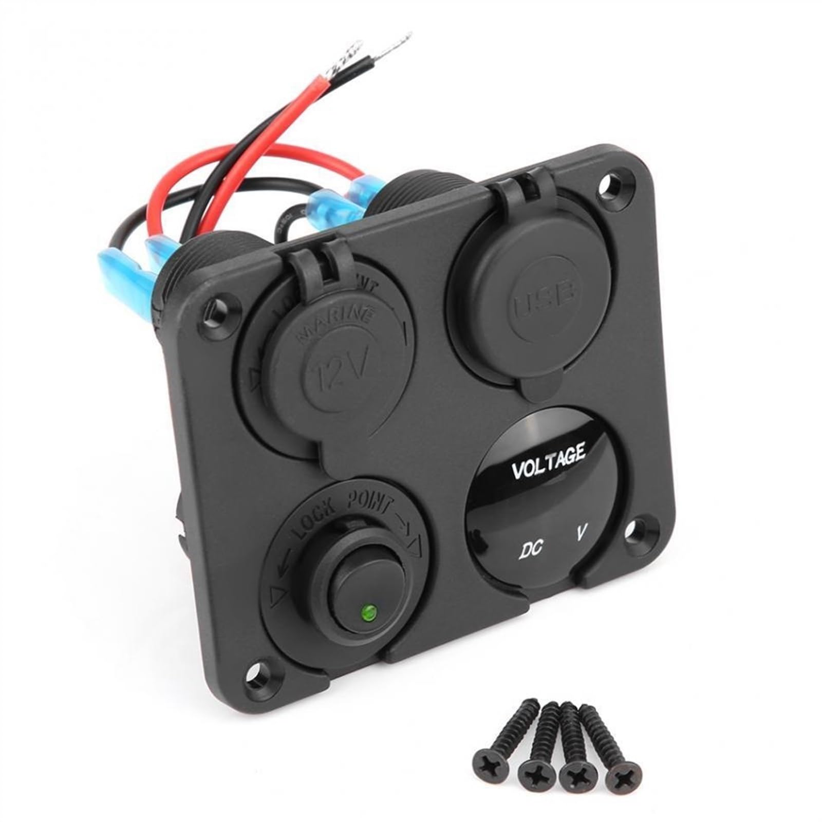 WQYRGWA ON/Off Toggle Switch Panel Dual USB Charger Socket Voltmeter for Car Boat Marine RV Truck Blue/Green Car Accessories(Green)