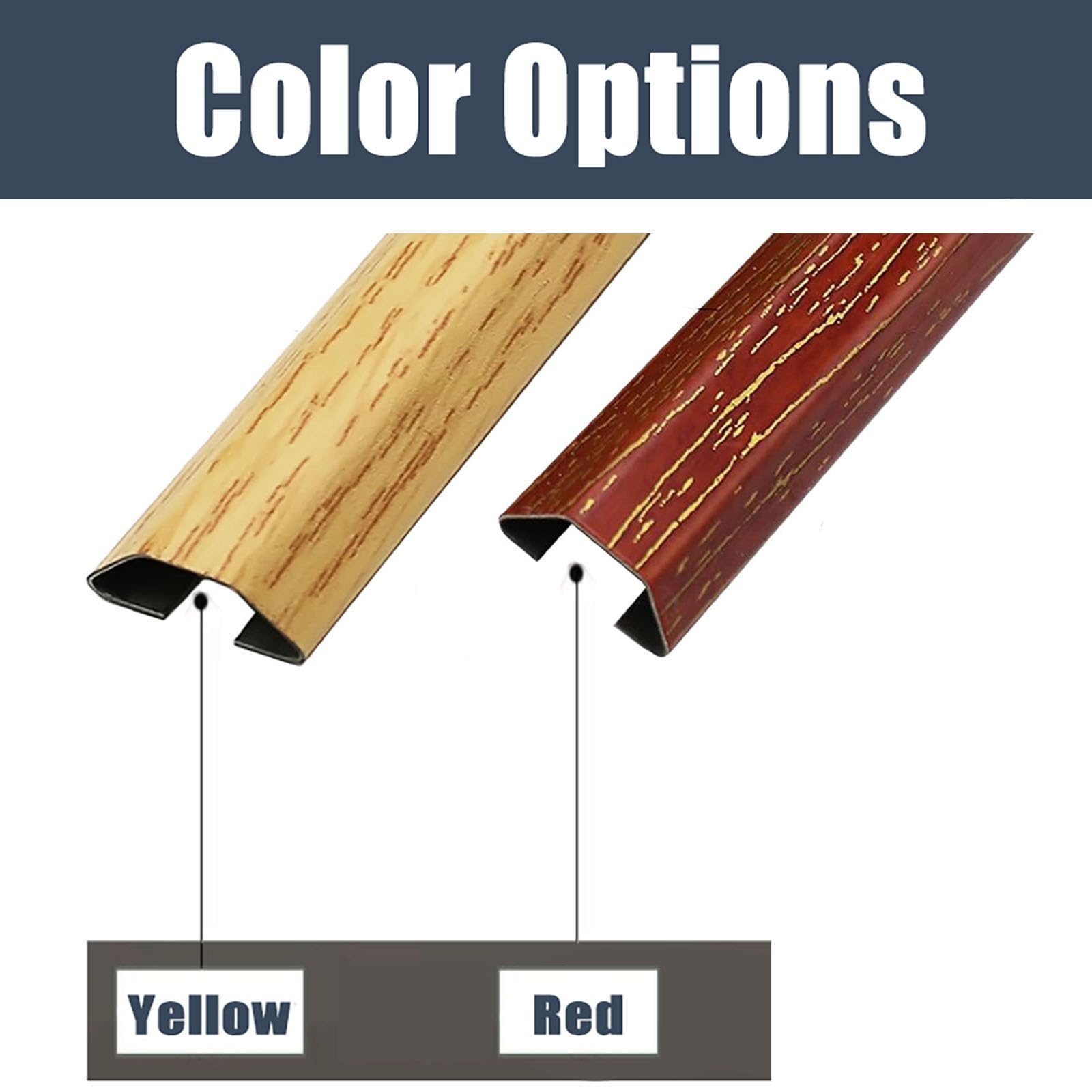 canalina passacavi muro Spegnicavo con venature del legno rosso giallo, larghezza inferiore, striscia per canalina cavi ispessita in acciaio inossidabile(Yellow,W 60 MM L 50 CM)