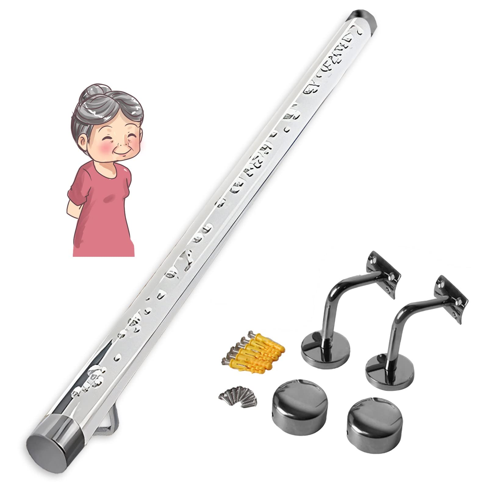 Main courante escalier haut de gamme en acrylique transparent et supports argentés raffinés