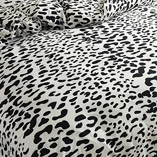 Lamejor Black Leopard Duvet Cover Set Queen Size Luxury Soft Bedding Set Comforter Cover In White(1 Duvet Cover+2 Pillowcases) #TOP5