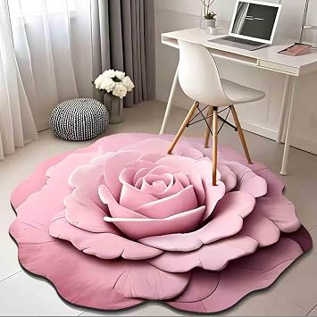 Floral Plush & Diatomaceous Earth Floor Mat,3D Realistic Pattern Non-Slip Absorbent Mat, Super Absorbent Safe Quick Drying Bath Mat for Bathroom Kitchen, Easy to Clean (Blue,15.7 * 15.7 inch)