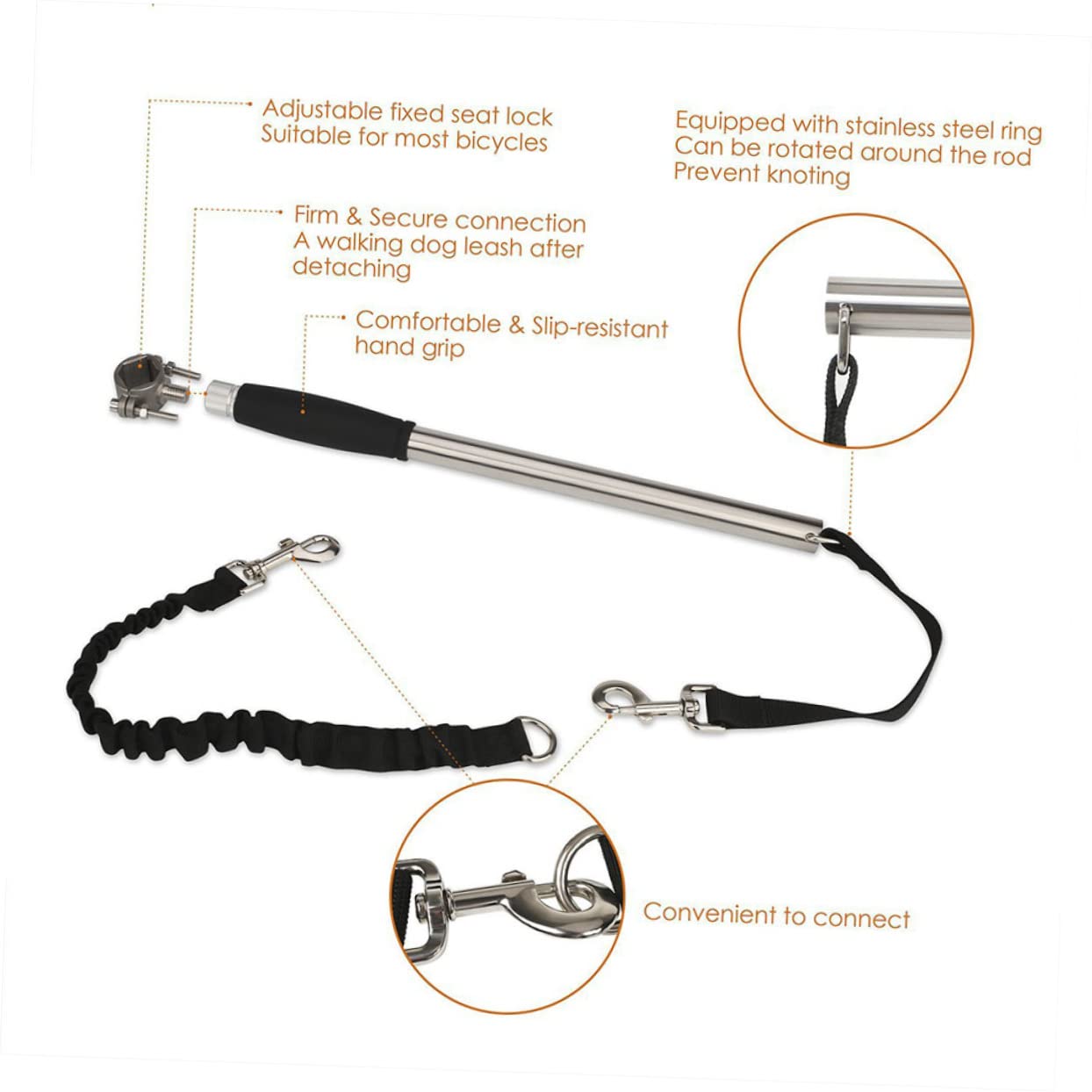 Housoutil Guinzaglio Retrattile per Cani con per Bici per Accessori per Animali Domestici Guinzaglio per Addestramento Animali Domestici