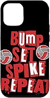 Vista 1 de iPhone 15 Parents Girls Volleyball Bump Set Spike Repeat Red & White Case