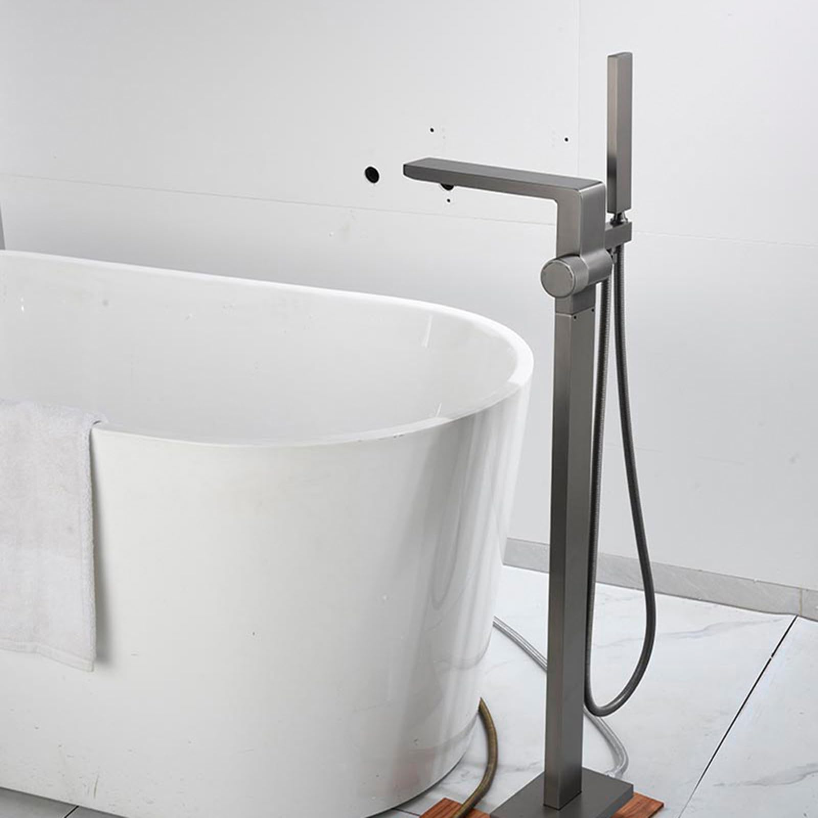 ZYCHSJXA Bath Shower Mixer Tap Gun Gray Freestanding Bathtub Faucet Waterfall Bathroom with