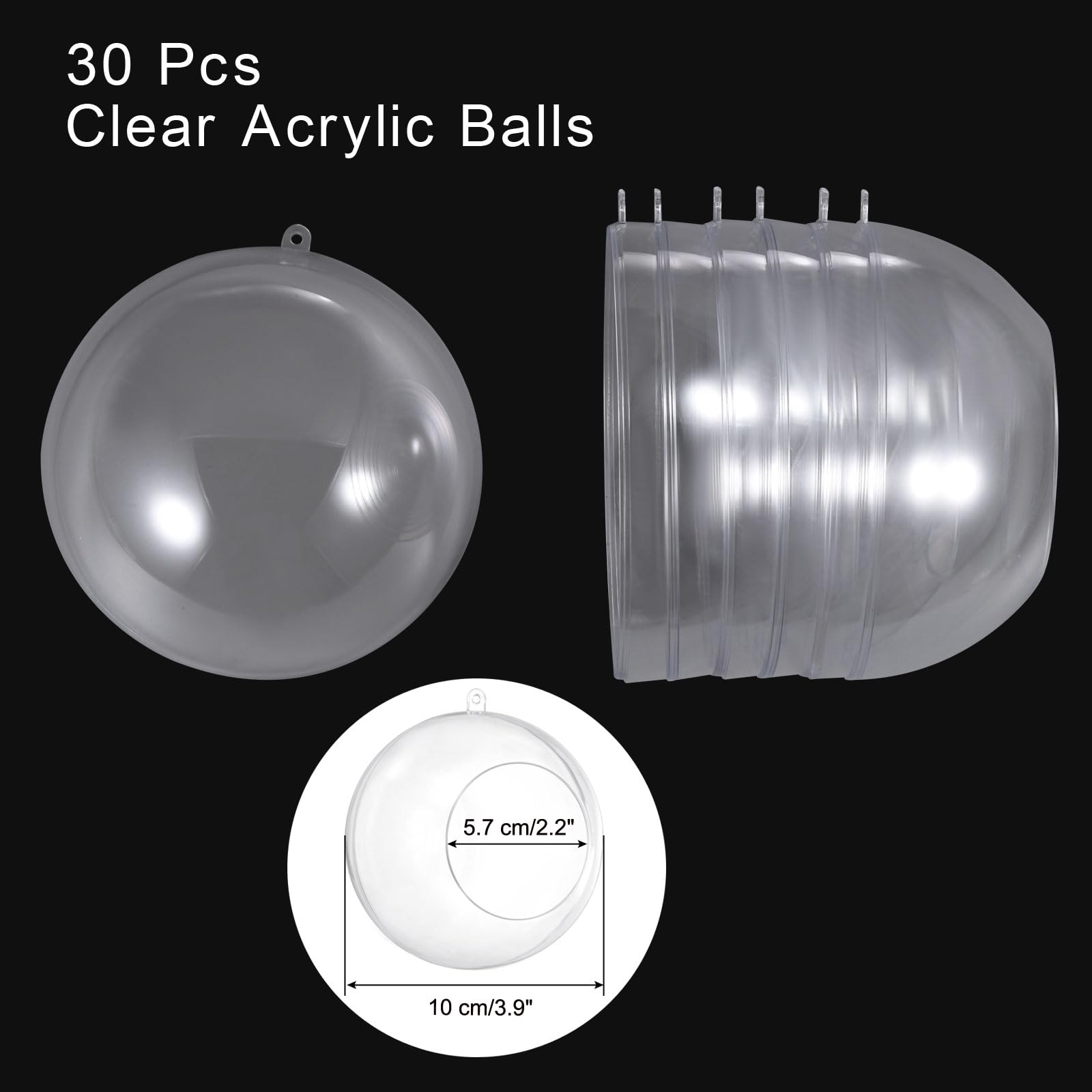 QUARKZMAN 30 Pcs Porta Velas Colgantes Globos de 4" de Acrílico Recargables, Contenedor de Adornos Navideños de Plástico para Decoración de Bodas Fiestas Hogar DIY