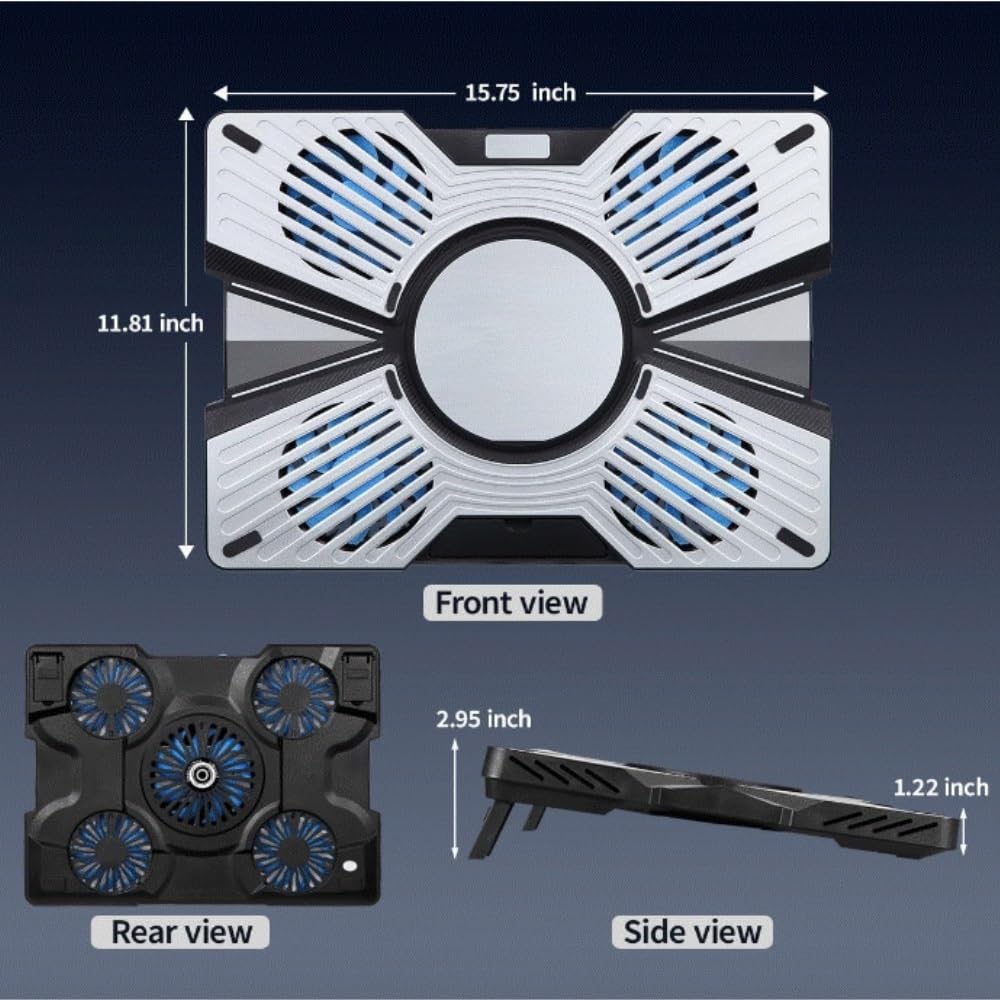 Base di raffreddamento da Gaming Supporto Di Raffreddamento For Laptop 5 Ventole Regolabili In Altezza For Fino A 18, Pollici per PC Notebook