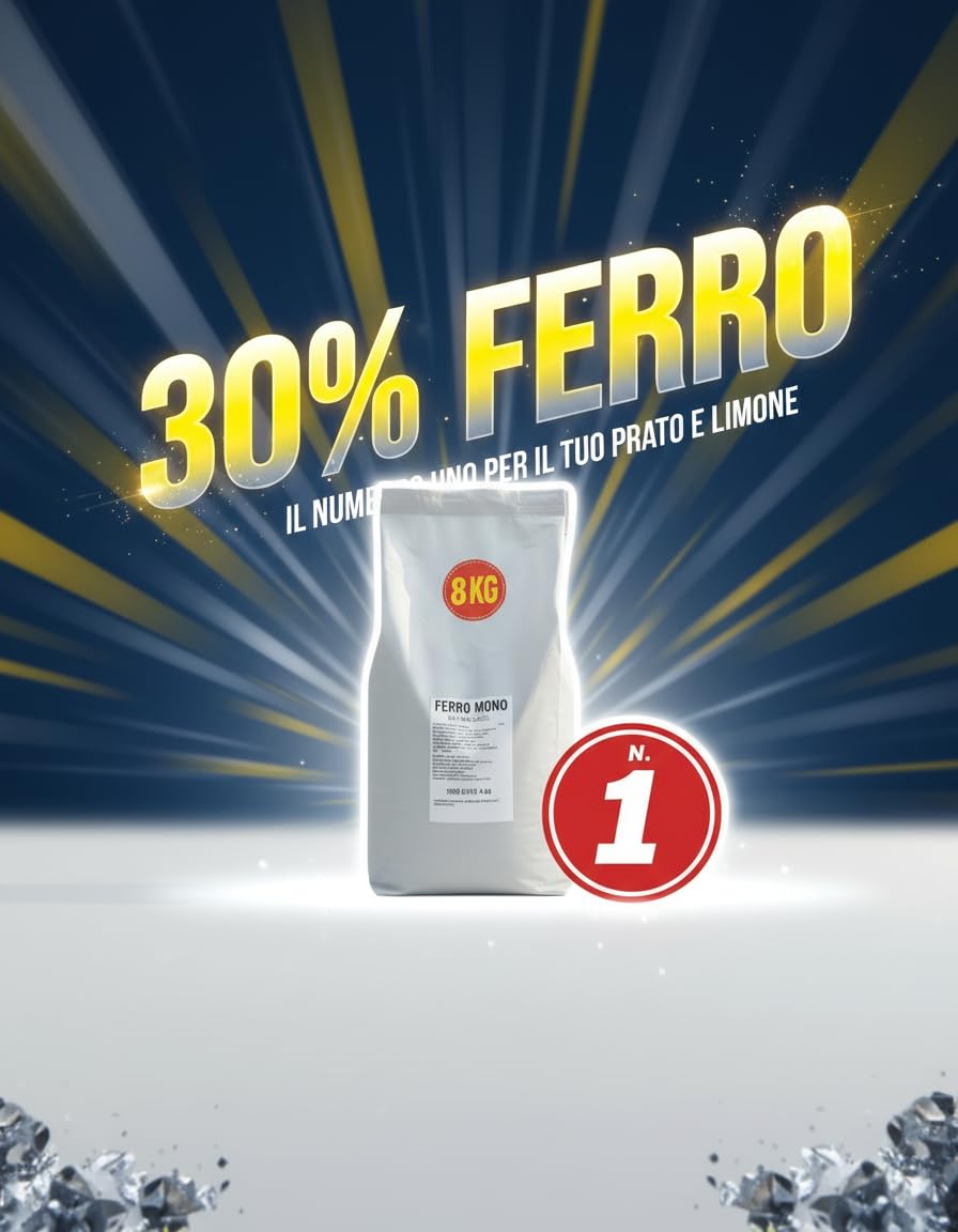 Solfato di Ferro monoidrato, Busta da 8 kg, Ideale per coltivazioni Bio