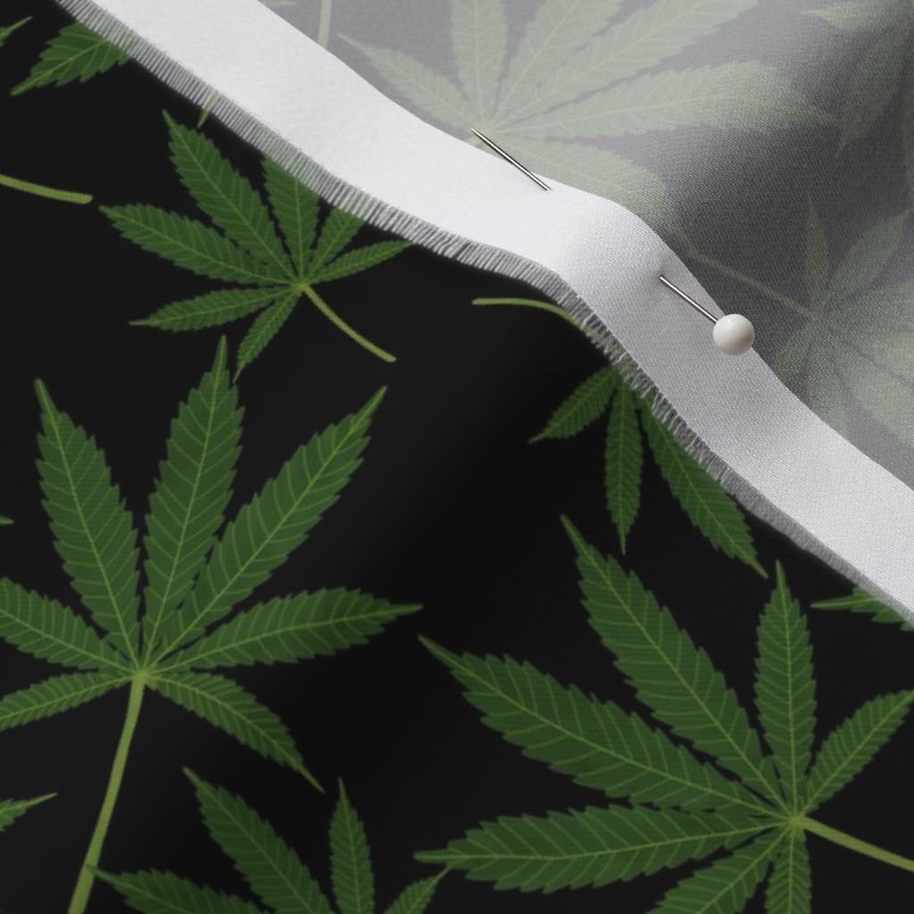 Spoonflower Fabric - Cannabis Leaves Pot Botanical Weed Marijuana 420 Printed on Organic Cotton Sateen Fabric by The Yard - Sewing Quilting Apparel Home Decor