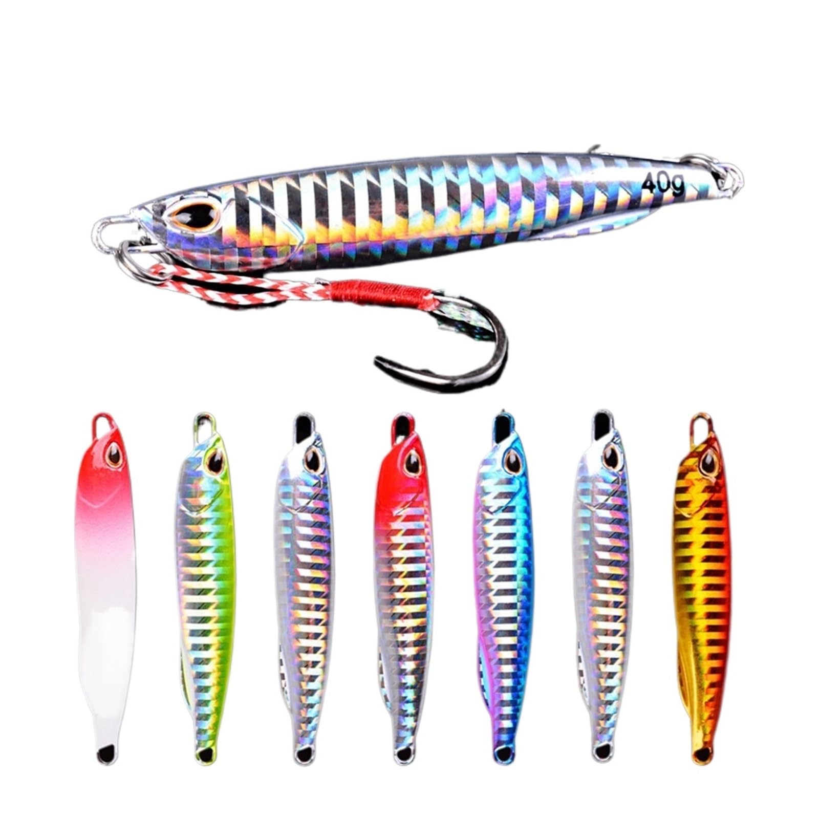 XILILHC 6PC Esche Slim Metal Casting Jig 10G 15G 20G 30G 40G Shore Drag Long Cast Cucchiaio da Jigging Richiamo di Pesca in Mare Esca Artificiale Attrezzatura