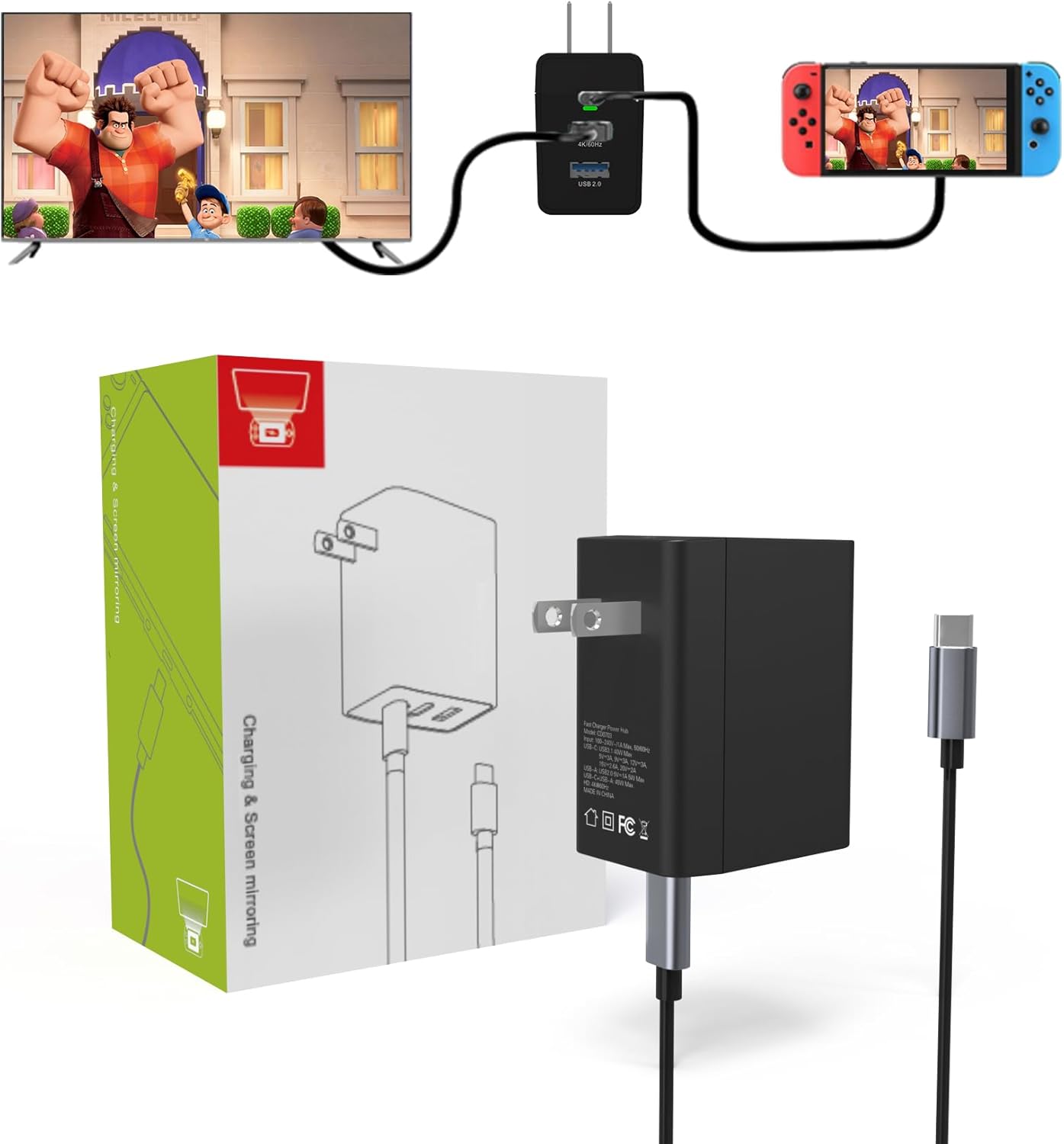 Switch Dock Charger for Nintendo Switch, Mirabox 45W Portable TV Docking Station Thumbnail