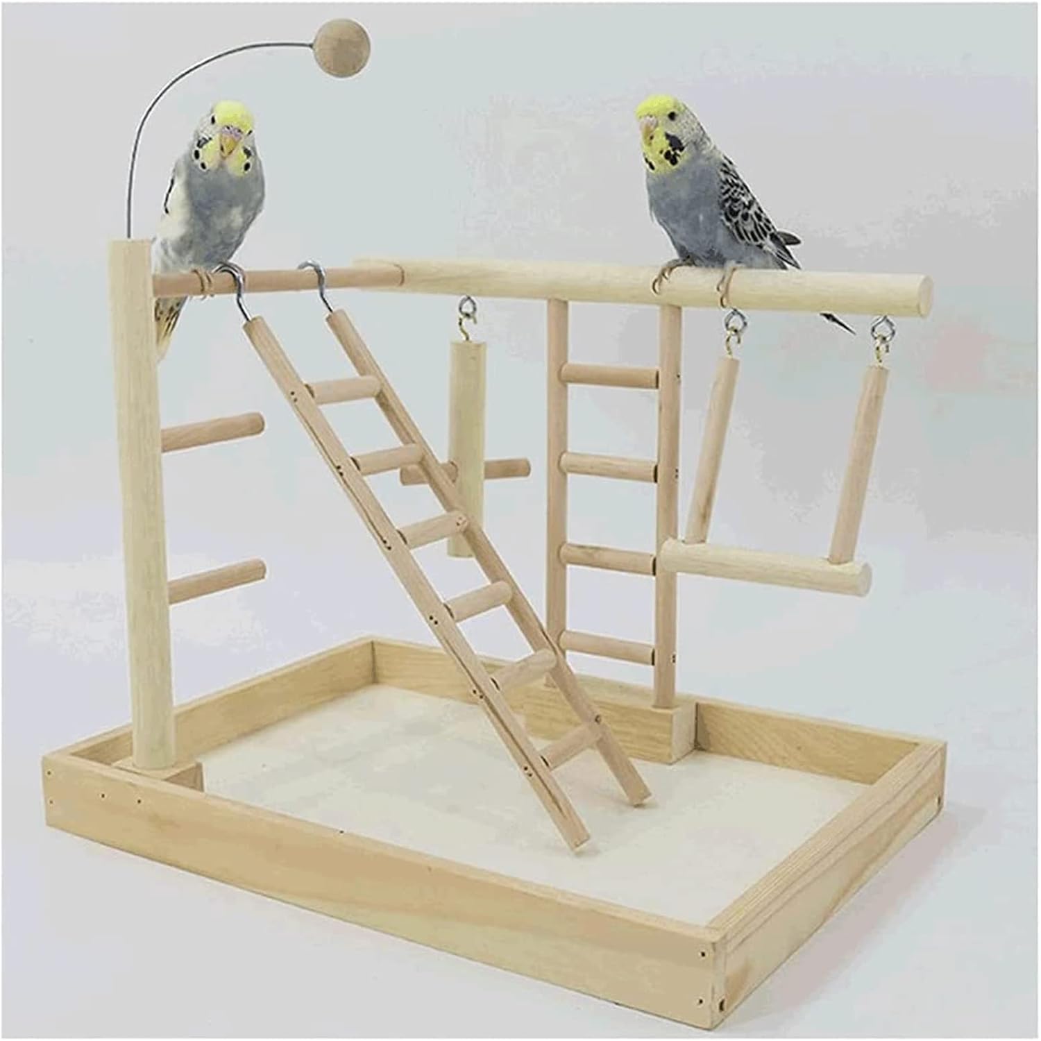 Pet Cage Interesting Parrot Swing Ladder Stand, Wood Toys for Bird, Bird Playground Playstand Gym with Ladder Swing, Bird Cage Parakeets