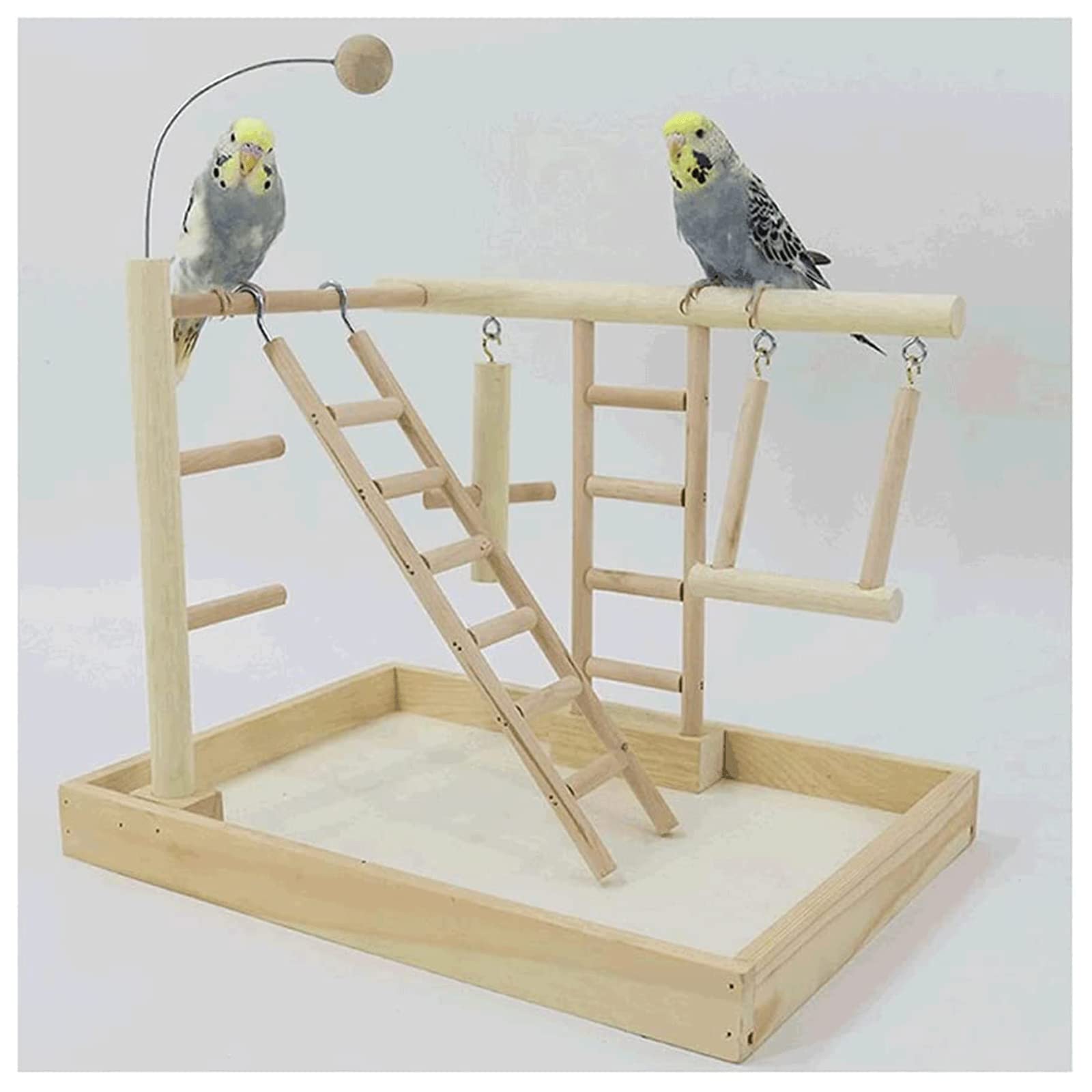 Jaula de cría Interesante Soporte de Escalera para Columpio de Loro, Juguetes de Madera para pájaros, Parque Infantil para pájaros, Gimnasio con Columpio de Escalera, Jaula para pájaros Pajarera