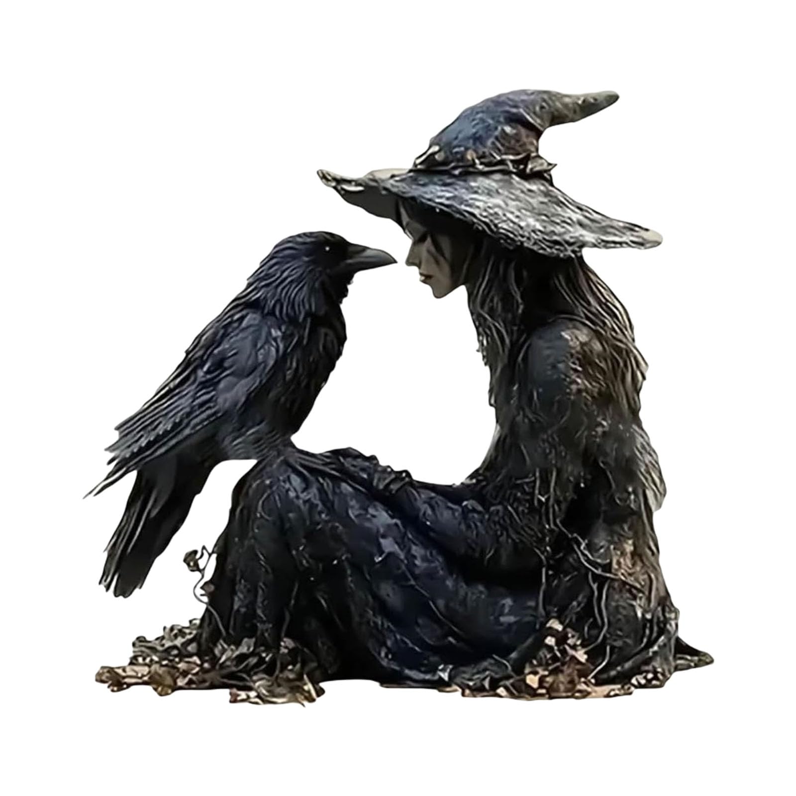 ordinarYone Halloween 2D Flat Acrylic Witch And Crow Desktop Decors Sculpture Mysterious Ornament for Home Party Decoration